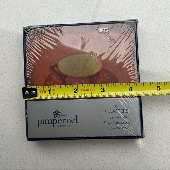 Teacup Coasters Pimpernel Floral Flowers Brown Gold Copper Colored Set of 6 - Picture 5 of 6